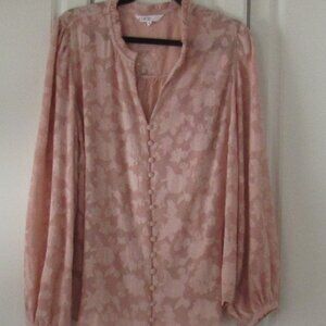 Cleo XXL Long Sleeve Button Down Ladies Blouse, Soft Pink, Flowing NWOT   M4643